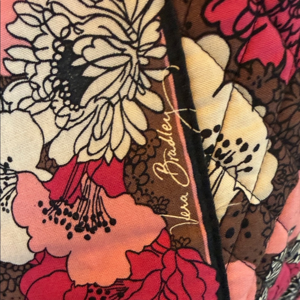 Vera Bradley Mocha Rouge Floral Pink and Black Women's Xlarge traveler - Picture 6 of 7